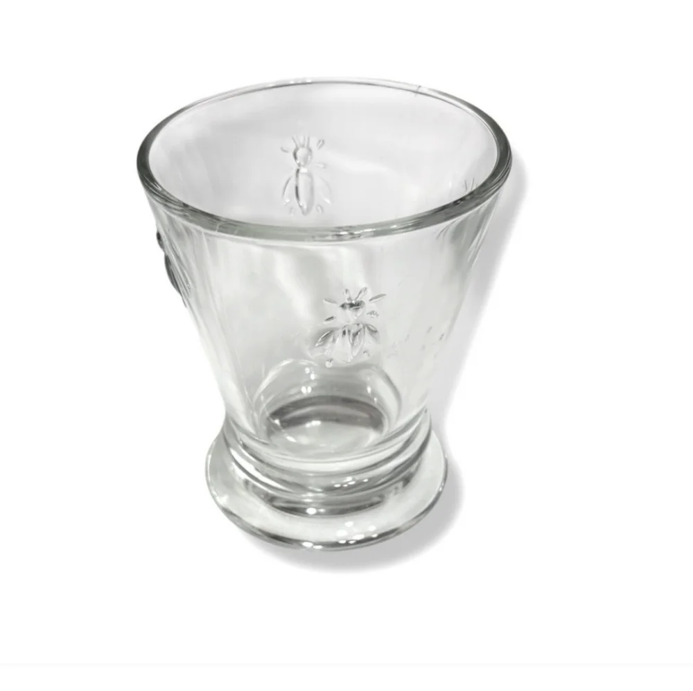 LA ROCHERE 9 Ounce Flat Clear Glass Tumbler Bee Design